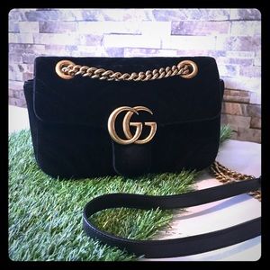 Gucci Velvet Matelassé Marmont Shoulder Bag